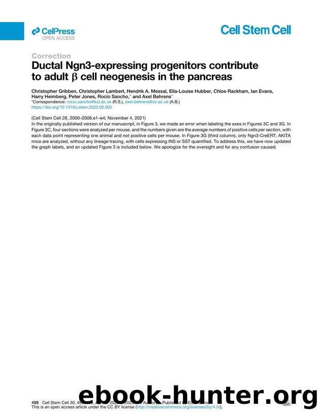 Ductal Ngn3-expressing progenitors contribute to adult β cell neogenesis in the pancreas by unknow