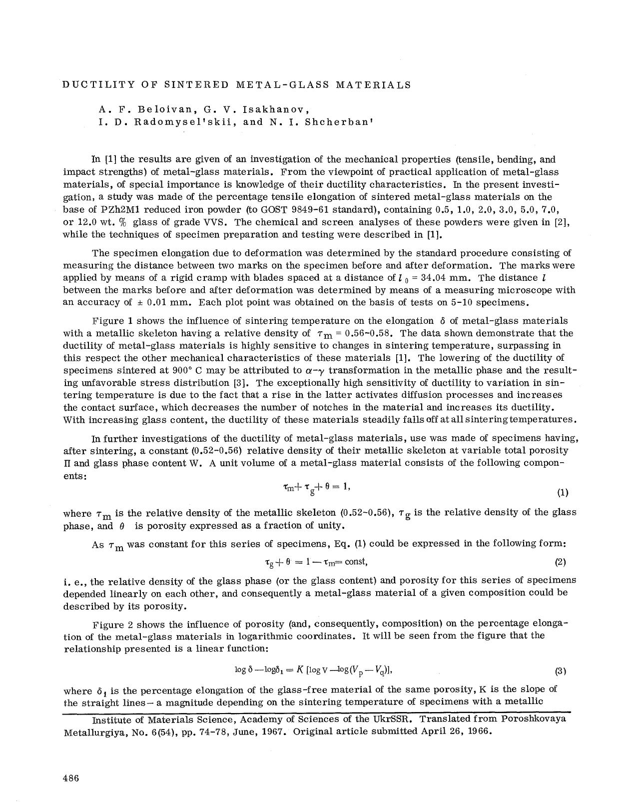 Ductility of sintered metal-glass materials by Unknown