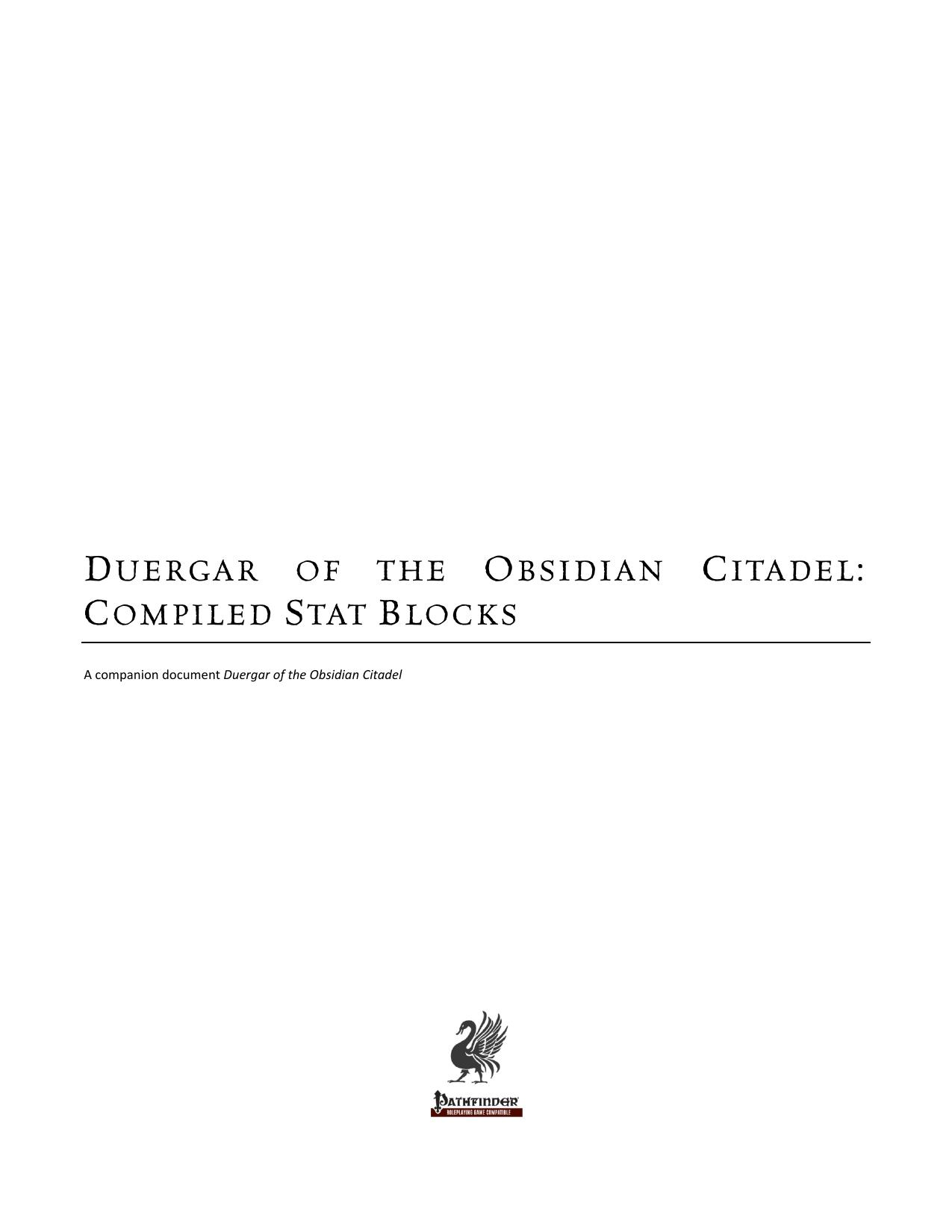 Duergar of the Obsidian Citadel by Compiled Stat Blocks