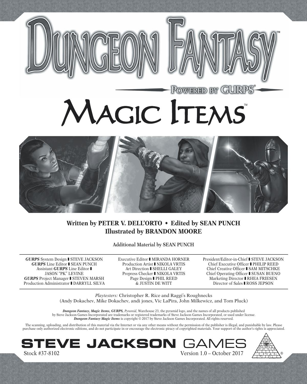 Dungeon Fantasy Magic Items by Steve Jackson Games