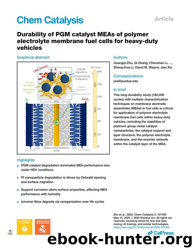 Durability of PGM catalyst MEAs of polymer electrolyte membrane fuel cells for heavy-duty vehicles by Guangqi Zhu