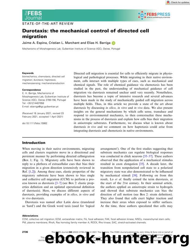 Durotaxis: the mechanical control of directed cell migration by Unknown