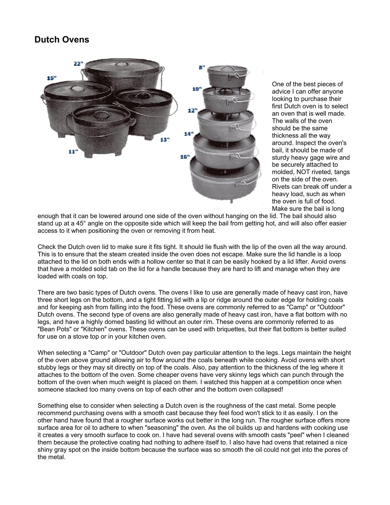 Dutch Oven Care by 9 Pages