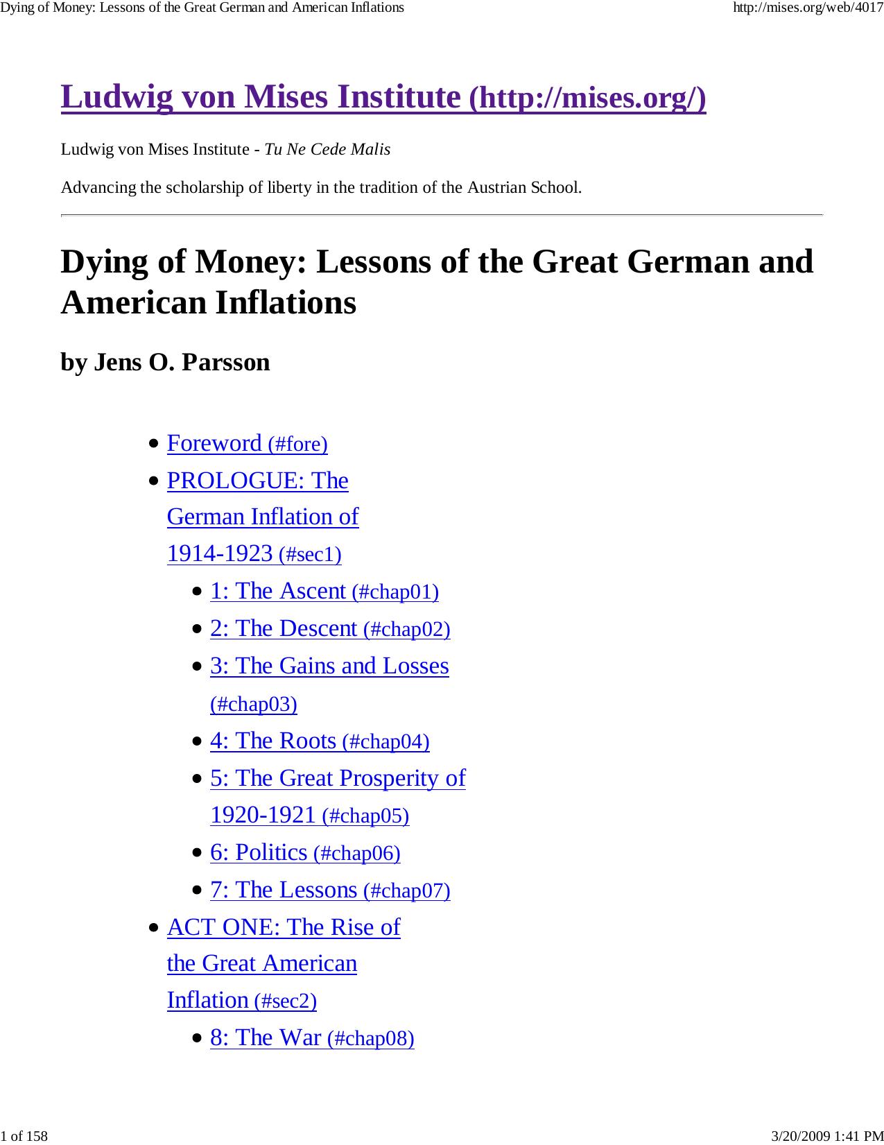 Dying of Money: Lessons of ... by Administrator