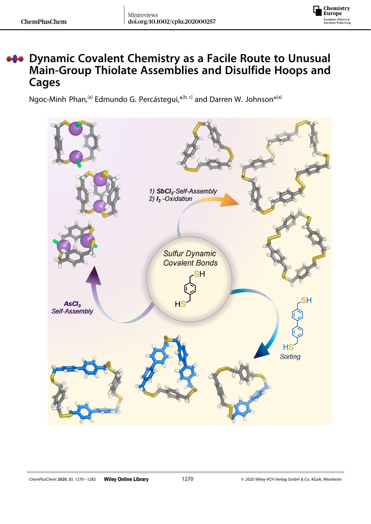 Dynamic Covalent Chemistry as a Facile Route to Unusual MainâGroup Thiolate Assemblies and Disulfide Hoops and Cages by Unknown