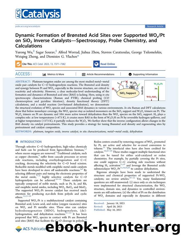 Dynamic Formation of BrÃ¸nsted Acid Sites over Supported WOxPt on SiO2 Inverse CatalystsâSpectroscopy, Probe Chemistry, and Calculations by unknow