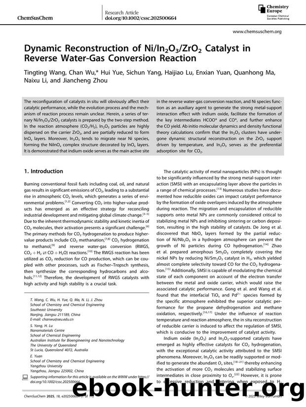 Dynamic Reconstruction of NiIn2O3ZrO2 Catalyst in Reverse WaterâGas Conversion Reaction by unknow