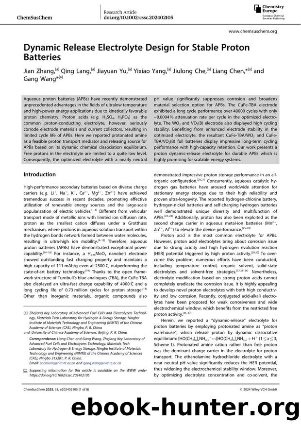 Dynamic Release Electrolyte Design for Stable Proton Batteries by Unknown