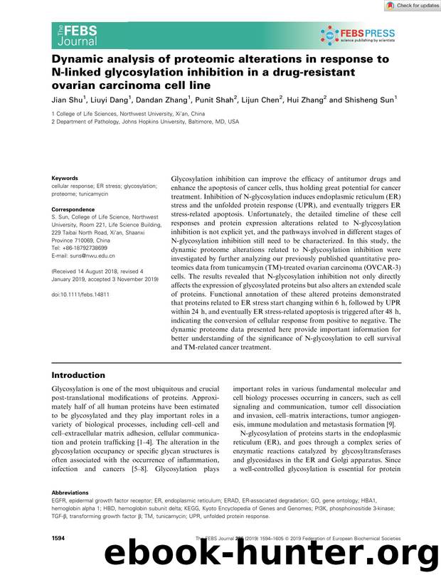 Dynamic analysis of proteomic alterations in response to Nâlinked glycosylation inhibition in a drugâresistant ovarian carcinoma cell line by Unknown