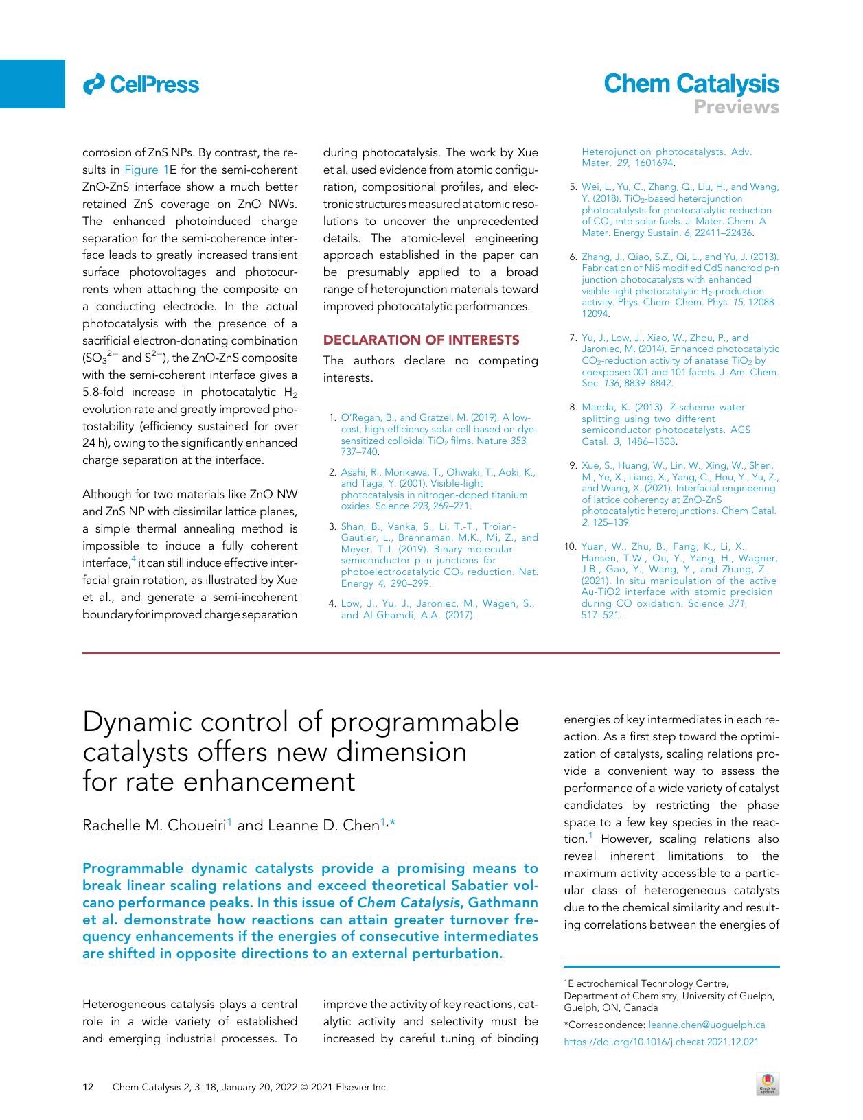 Dynamic control of programmable catalysts offers new dimension for rate enhancement by Rachelle M. Choueiri & Leanne D. Chen