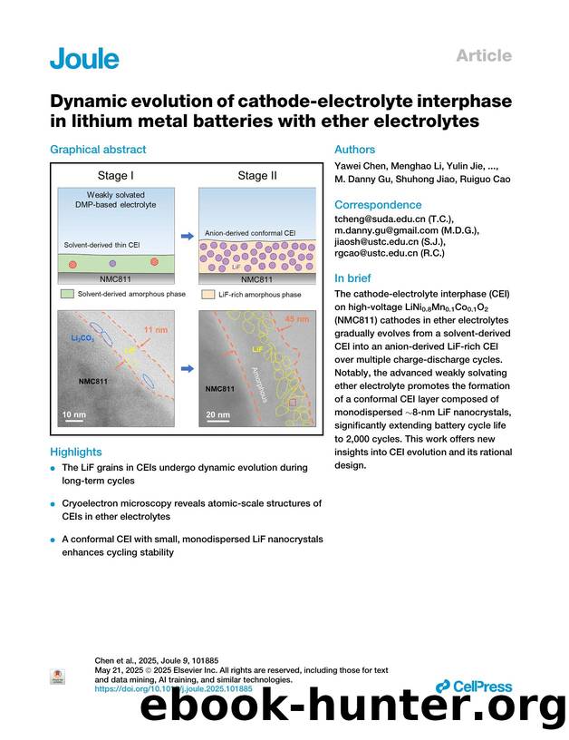 Dynamic evolution of cathode-electrolyte interphase in lithium metal batteries with ether electrolytes by unknow