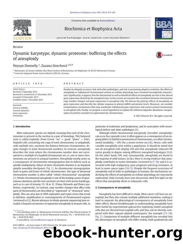 Dynamic karyotype, dynamic proteome: buffering the effects of aneuploidy by Neysan Donnelly & Zuzana Storchová