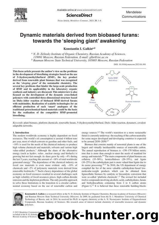 Dynamic materials derived from biobased furans: towards the âsleeping giantâ awakening by Konstantin I. Galkin