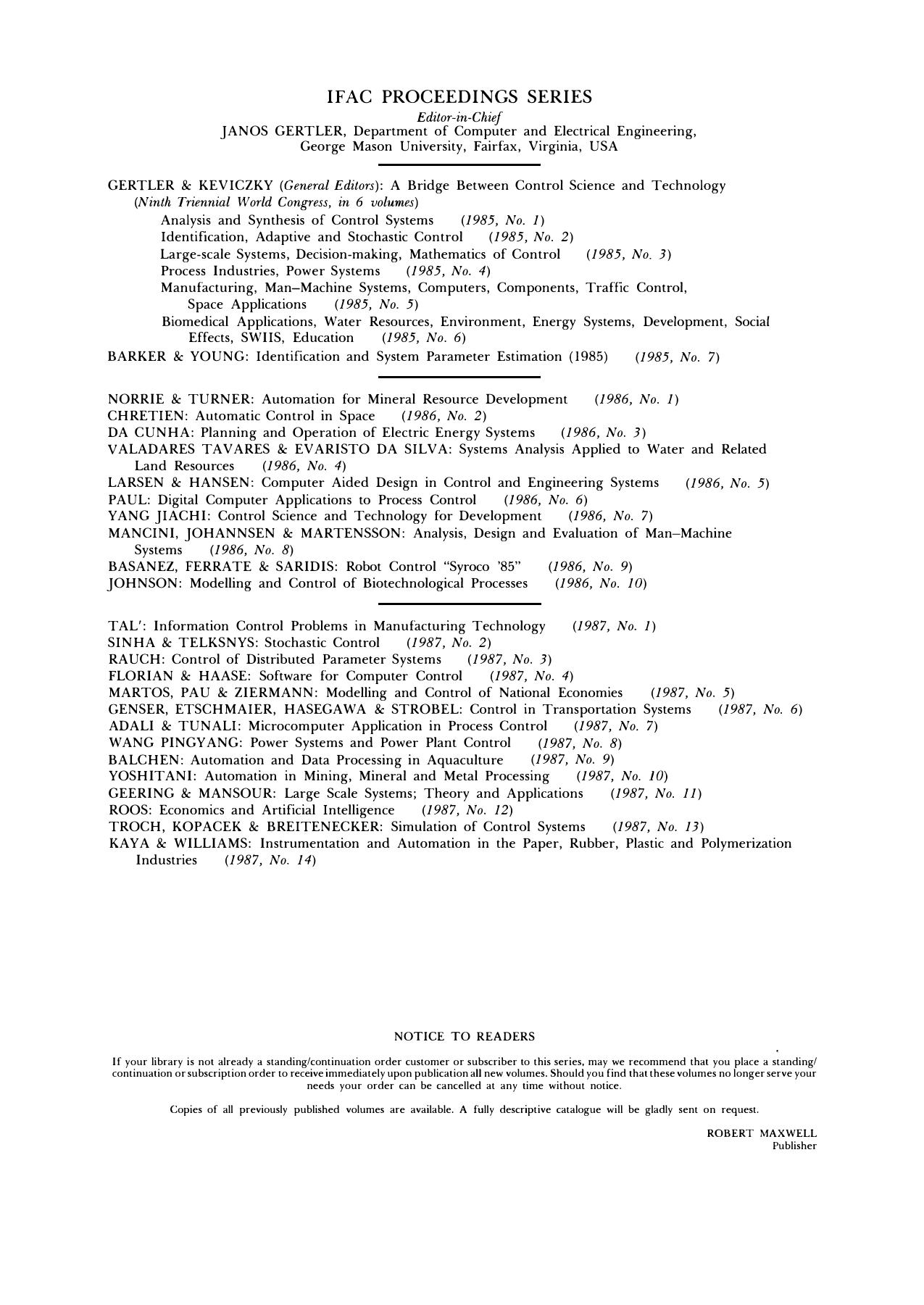 Dynamic modelling and control of national economies, 1986 : proceedings of the 5th IFAC/IFORS conference, Budapest, Hungary, 17-20 June 1986 by Béla Martos