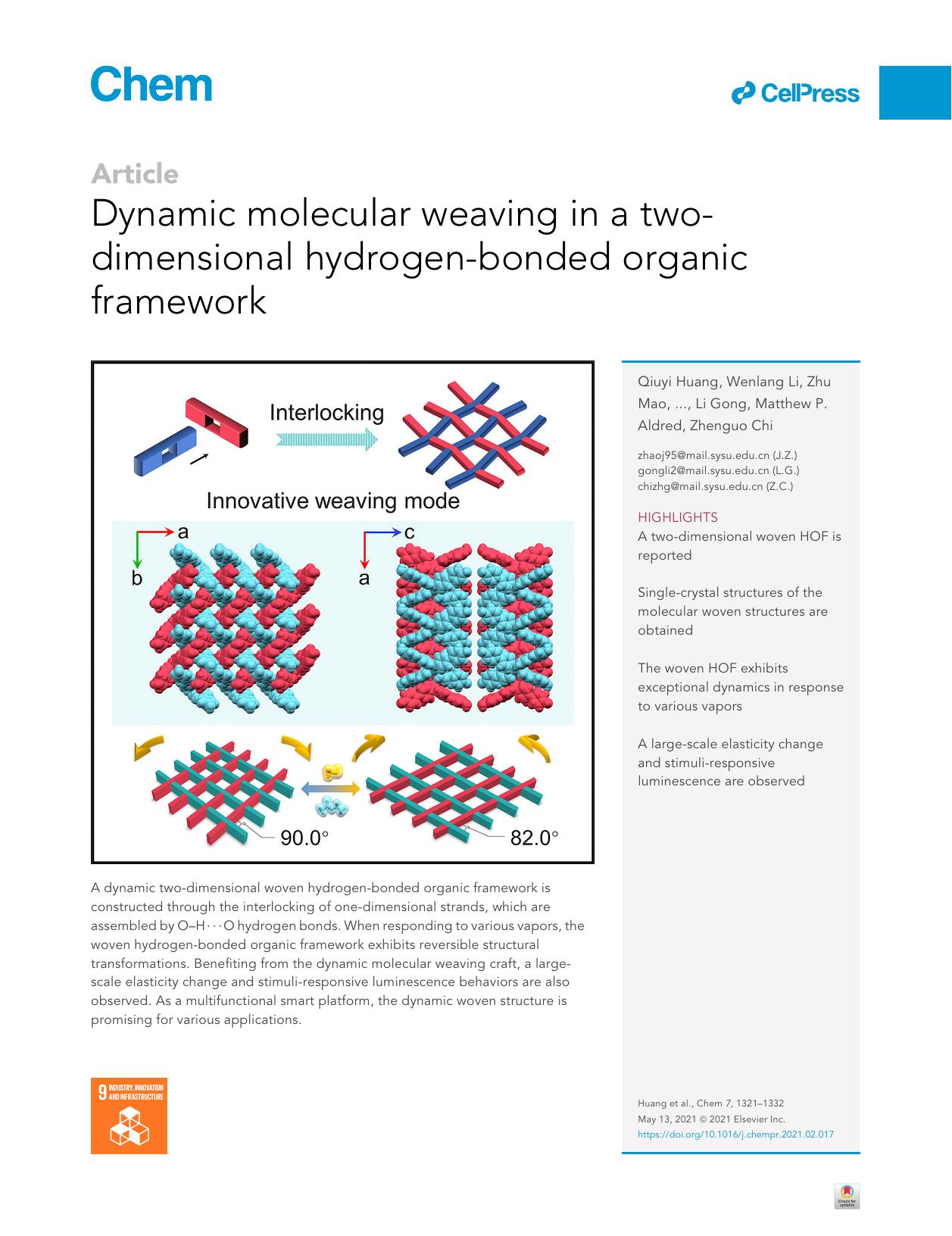 Dynamic molecular weaving in a two-dimensional hydrogen-bonded organic framework by unknow