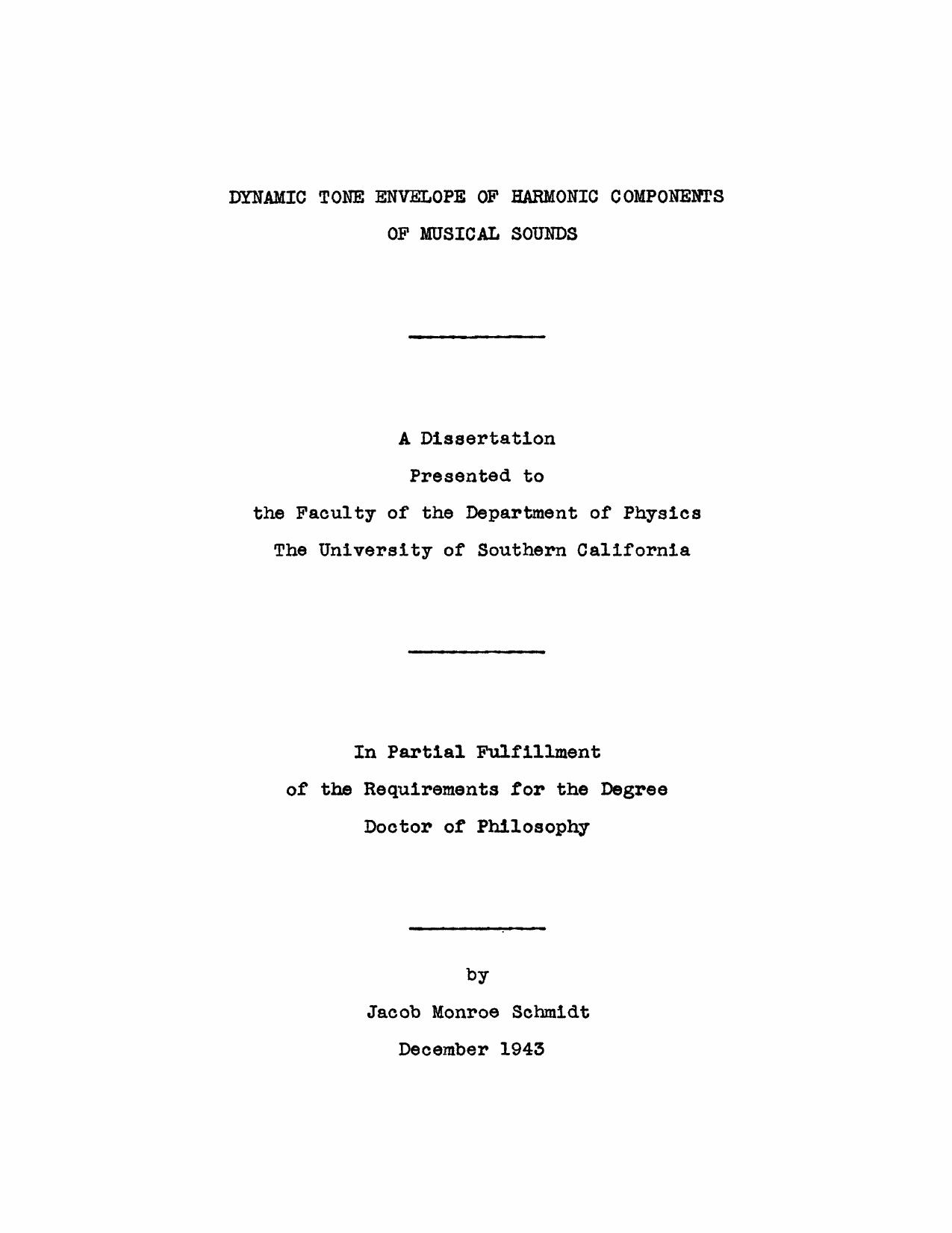 Dynamic tone development of harmonic components of musical sounds by Schmidt J. M