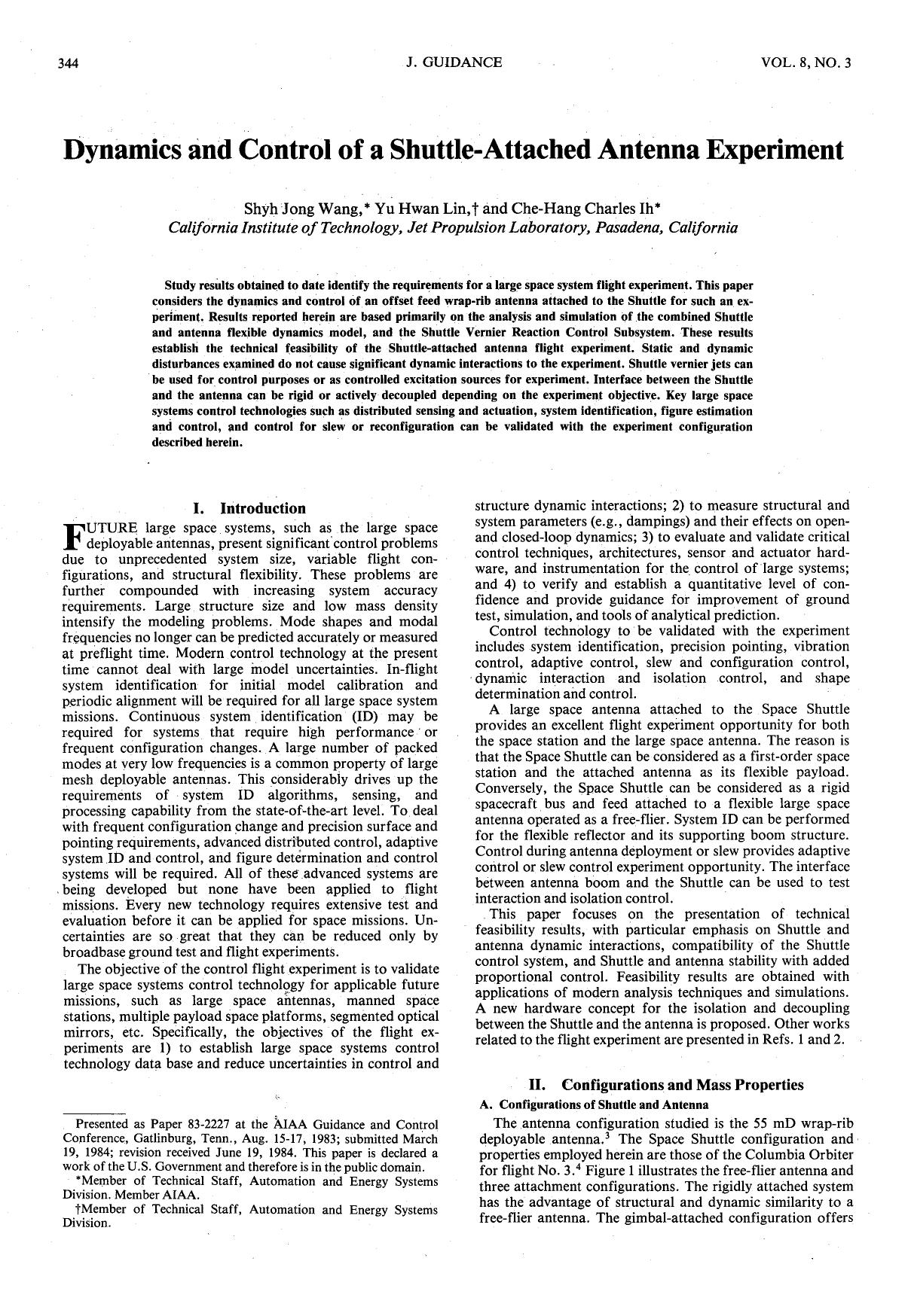 Dynamics and control of a Shuttle-attached antenna experiment by Unknown