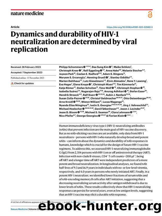 Dynamics and durability of HIV-1 neutralization are determined by viral replication by unknow