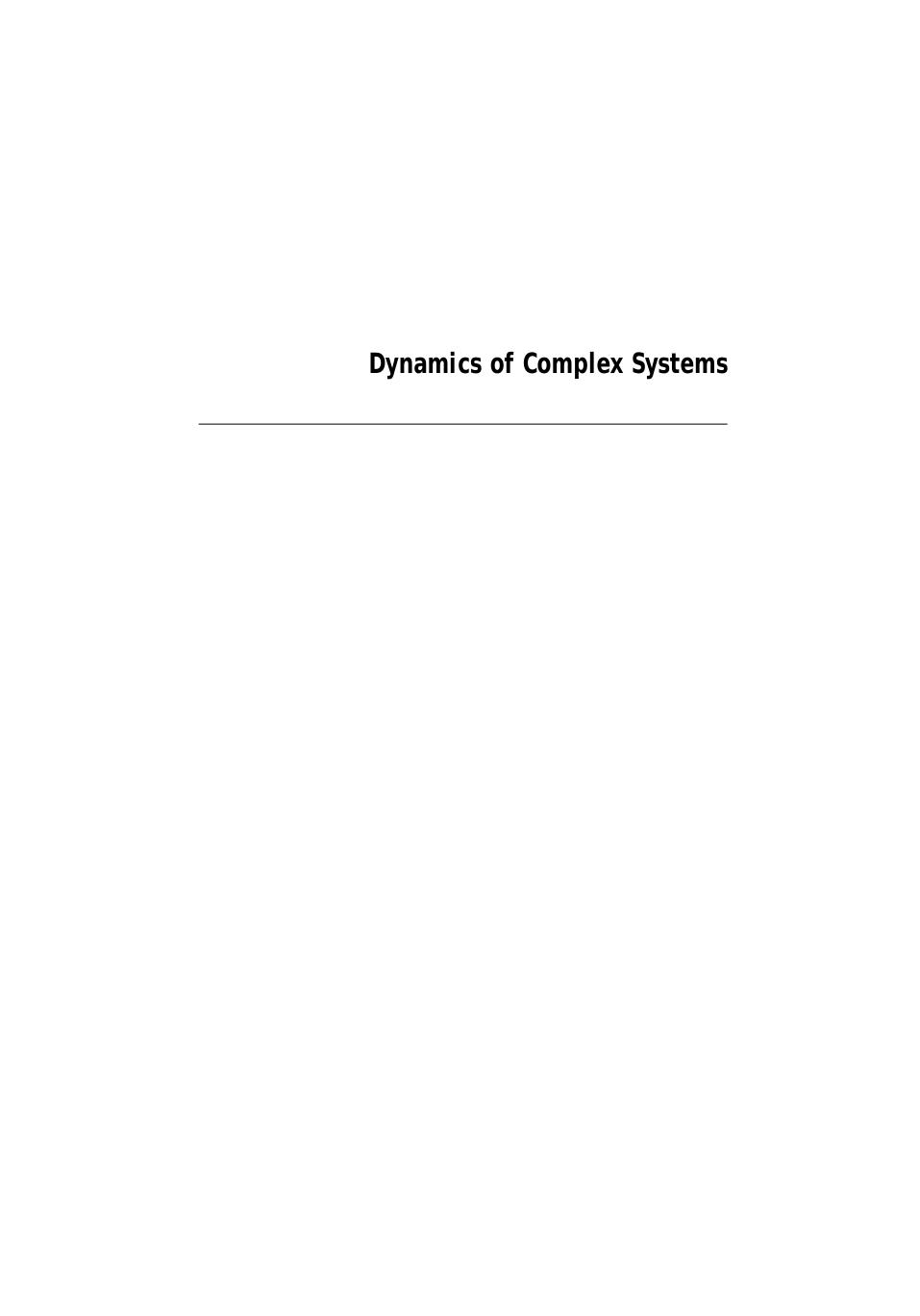 Dynamics of Complex Systems by Yaneer Bar-Yam