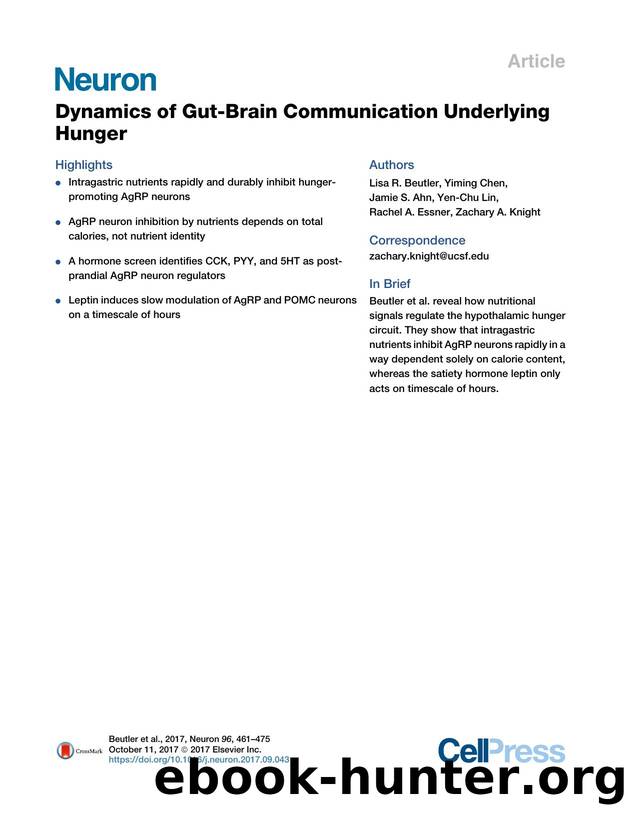 Dynamics of Gut-Brain Communication Underlying Hunger by unknow