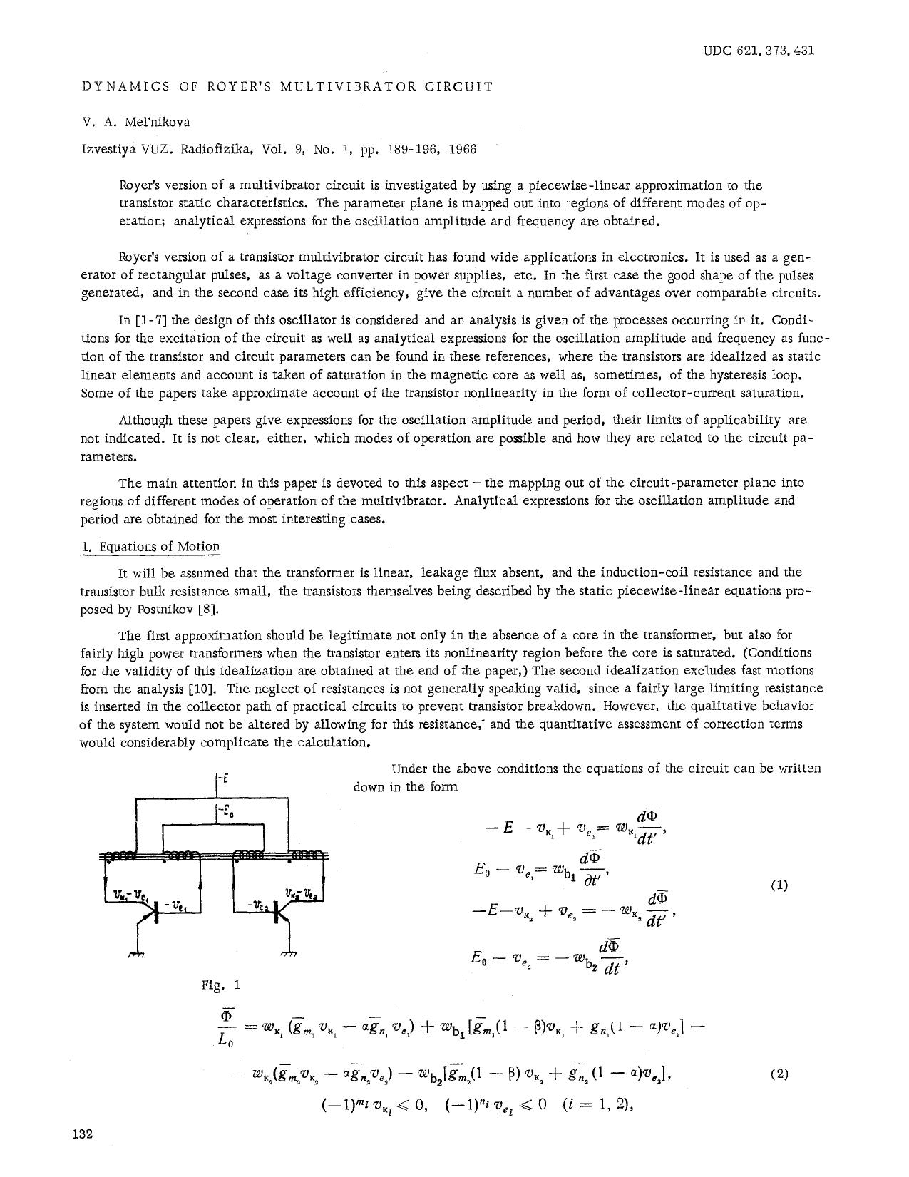 Dynamics of Royer's multivibrator circuit by Unknown