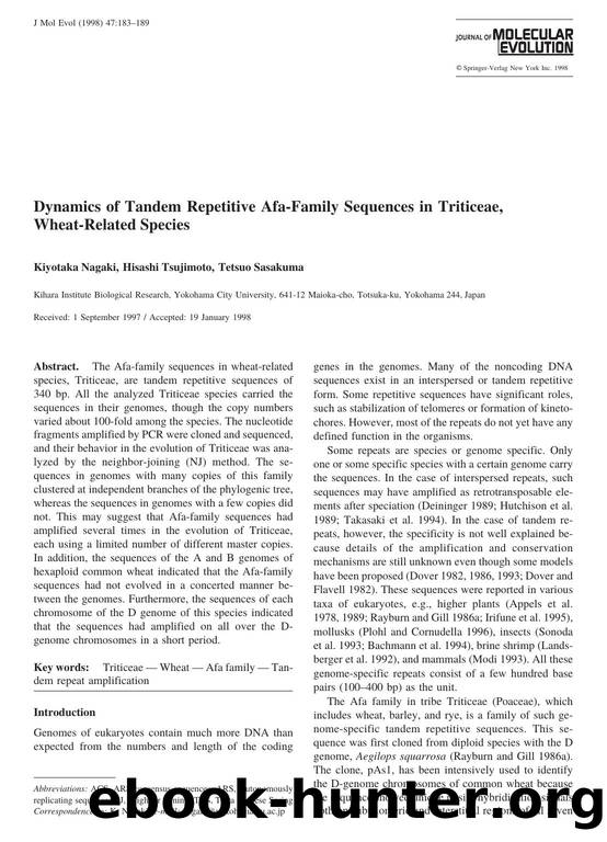Dynamics of Tandem Repetitive Afa-Family Sequences in Triticeae, Wheat-Related Species by Nagaki K. et al