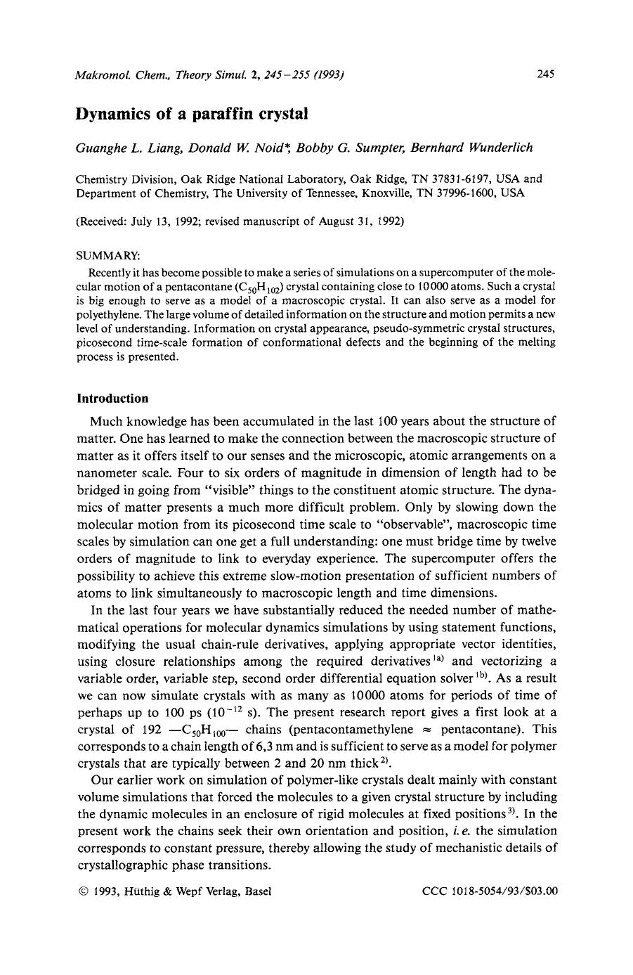 Dynamics of a paraffin crystal by Unknown