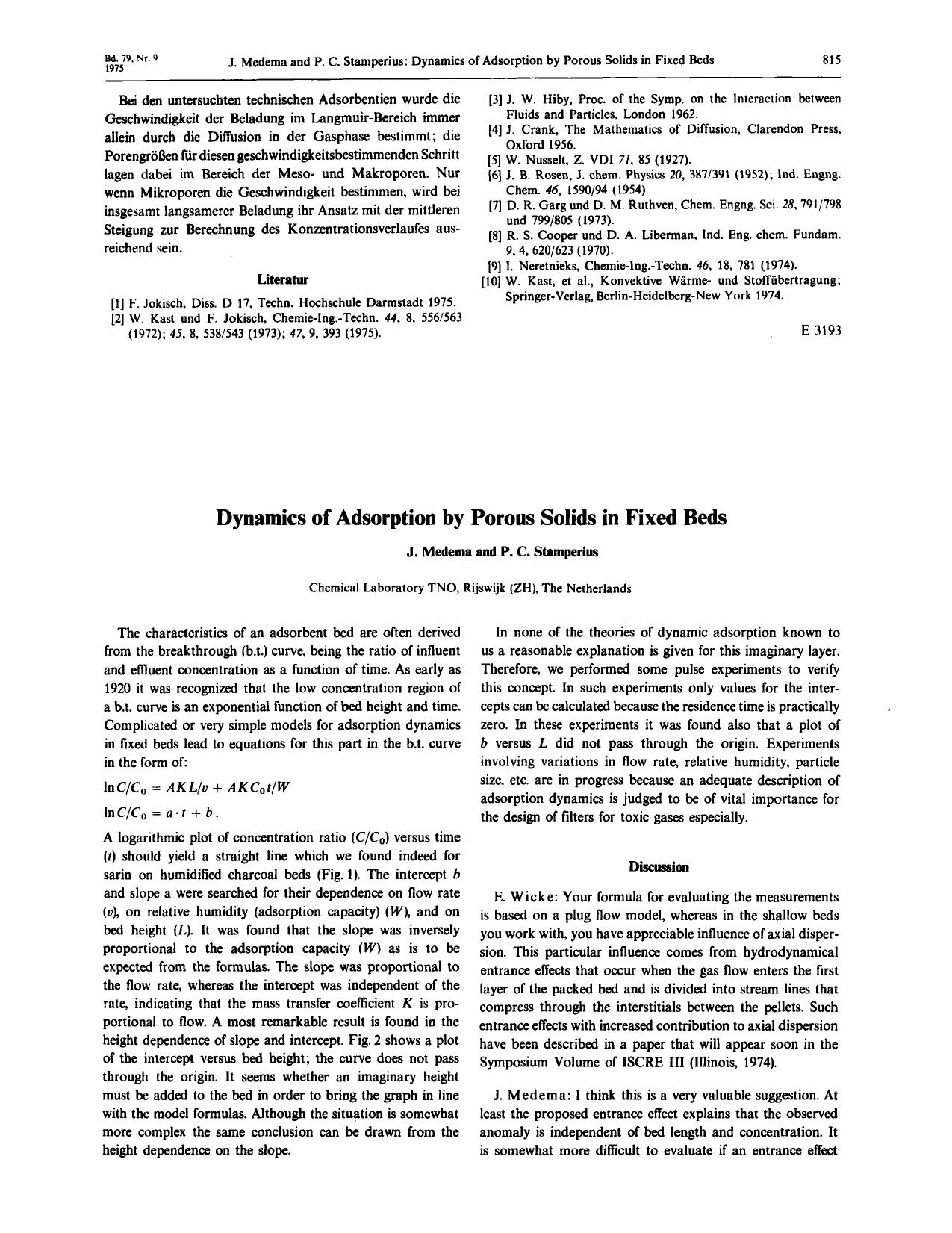 Dynamics of adsorption by porous solids in fixed beds by Unknown