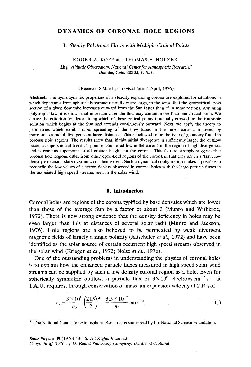 Dynamics of coronal hole regions by Unknown