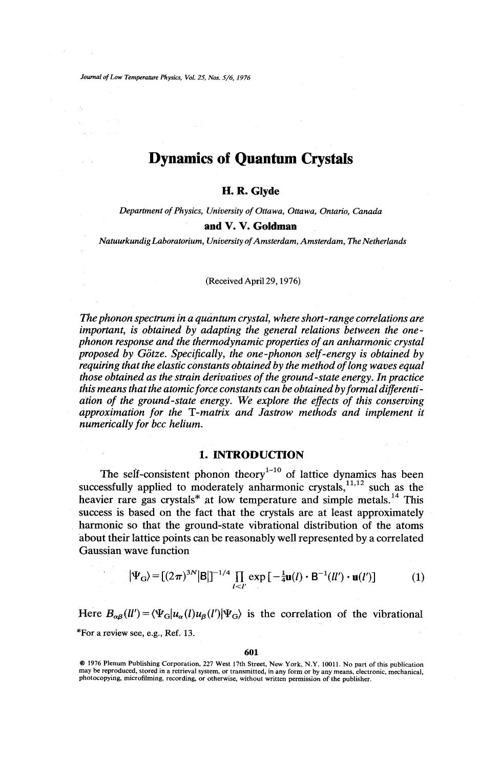 Dynamics of quantum crystals by Unknown