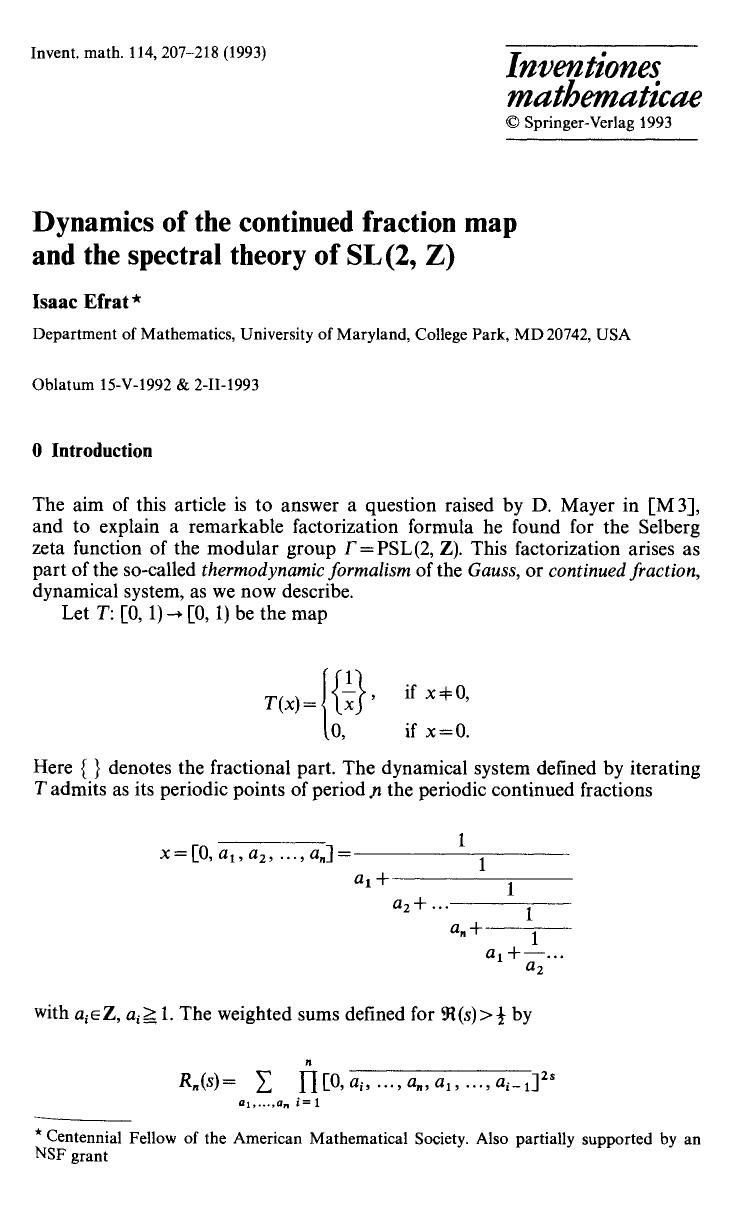 Dynamics of the continued fraction map and the spectral theory of SL (2, Z) by Unknown