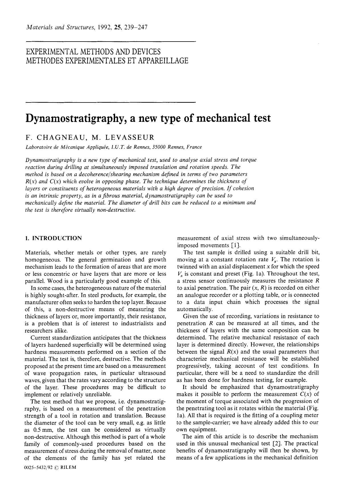 Dynamostratigraphy, a new type of mechanical test by Unknown