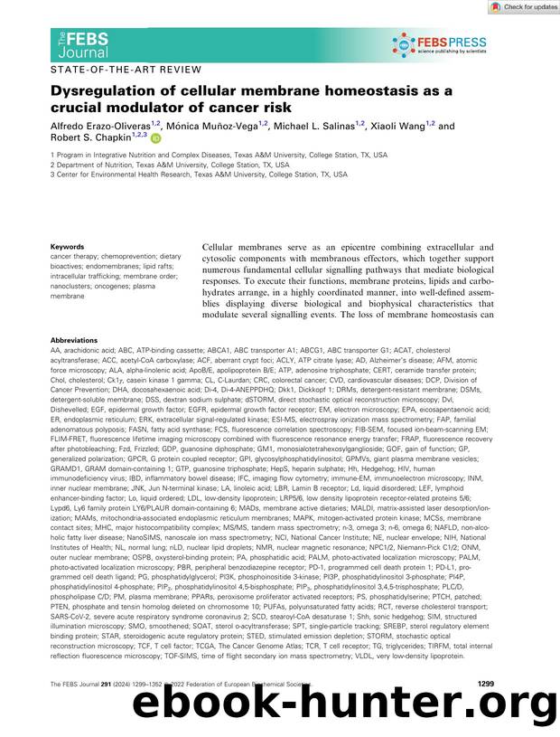 Dysregulation of cellular membrane homeostasis as a crucial modulator of cancer risk by Unknown
