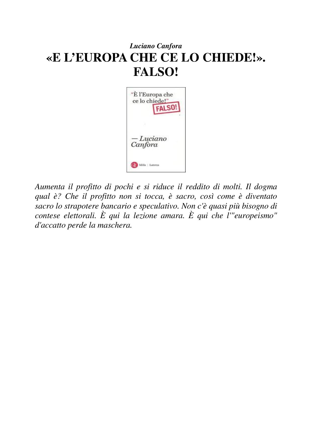 E l'Europa che ce lo chiede!. Falso! by Luciano Canfora
