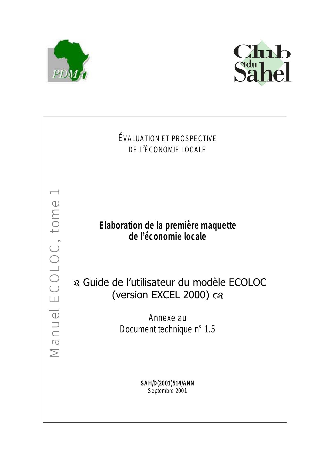 Écoloc - Gérer l’économie localement en Afrique - Evaluation et prospective / Approche N° 03 : Elaboration de la première maquette de l’économie locale, Annexe 2, Document technique. by OECD