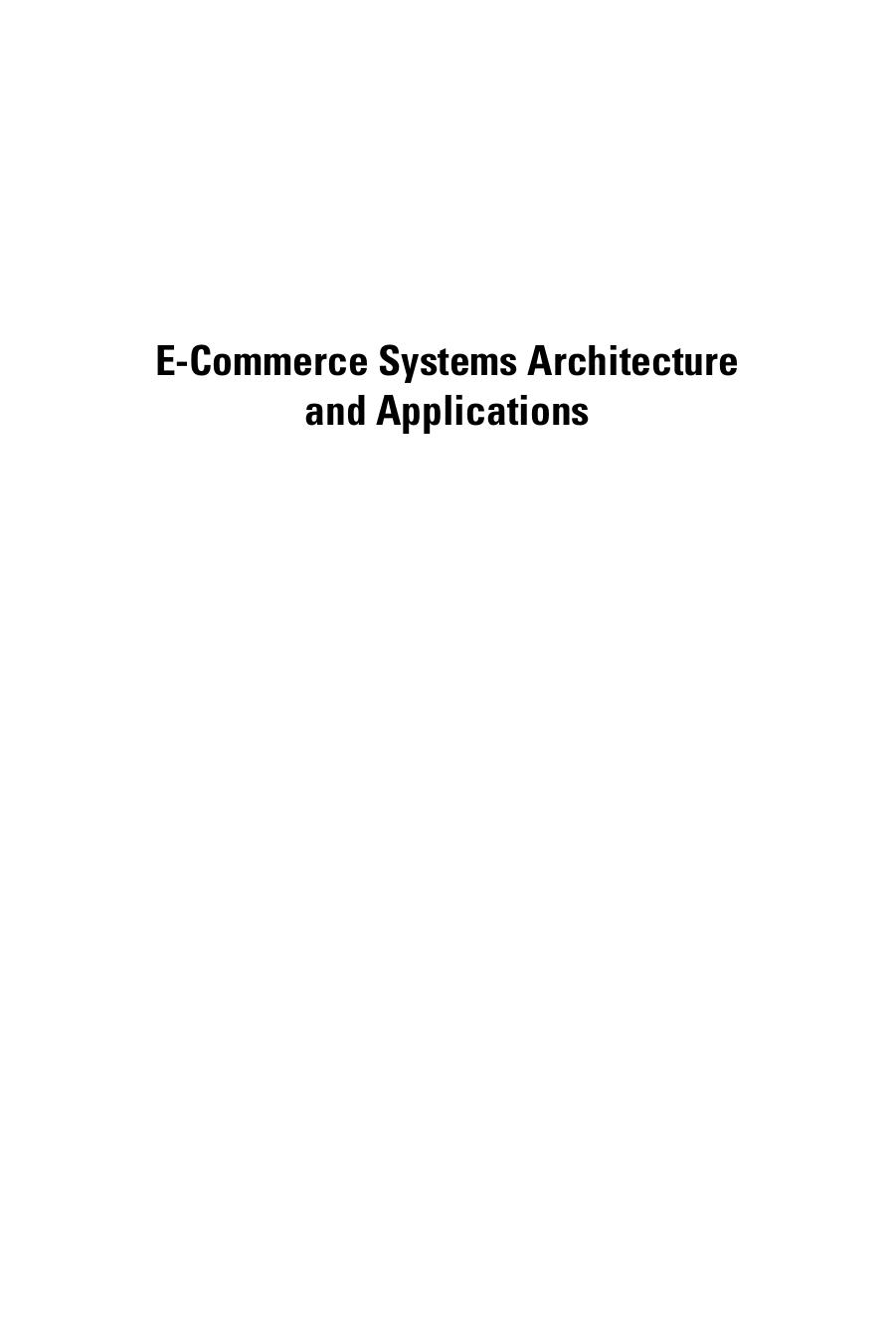 E-Commerce Systems Architecture and Applications by Wasim Rajput