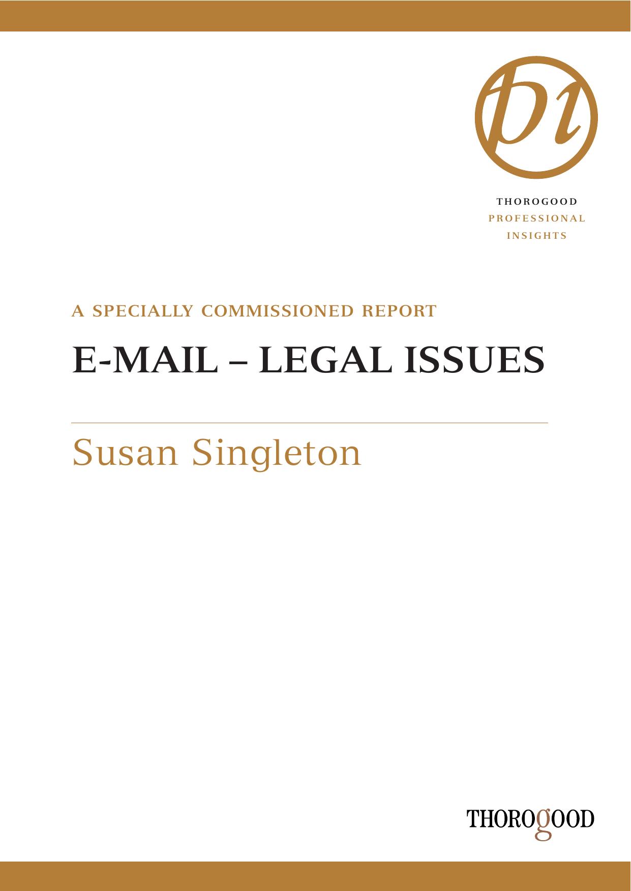 E-Mail--Legal Issues, Second Edition by Susan Singleton