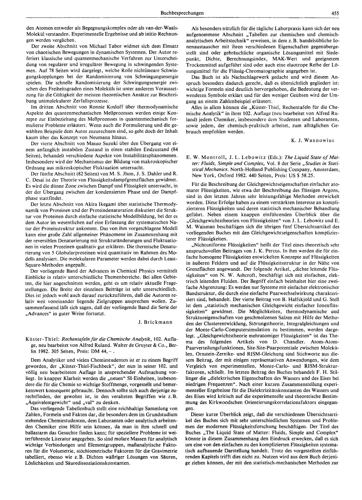 E. W. Montroll, J. L. Lebowitz (Eds.): The Liquid State of Matter: Fluids, Simple and Complex, Vol. 8 der Serie "Studies in Statistical Mechanics. North-Holland Publishing Company, by Unknown