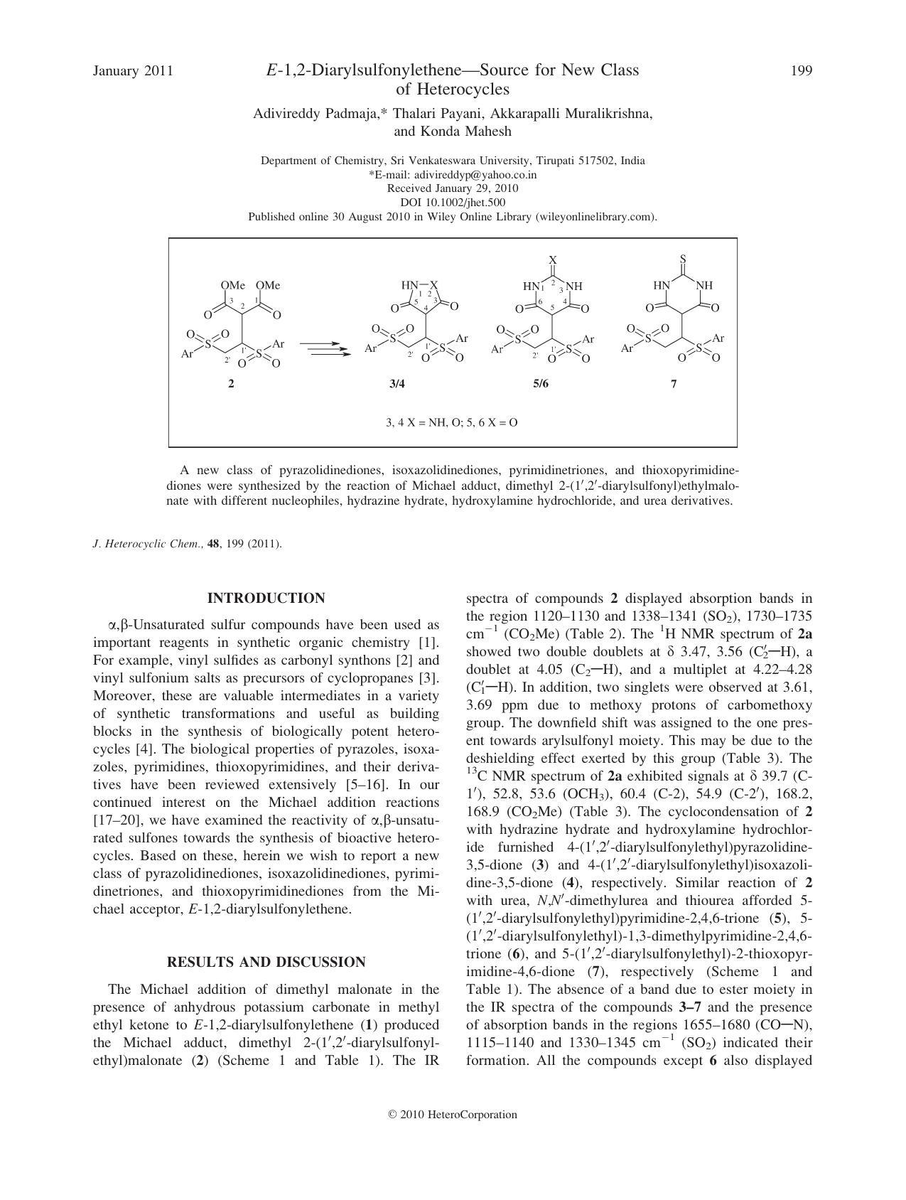 E1,2diarylsulfonyletheneSource for new class of heterocycles by Unknown