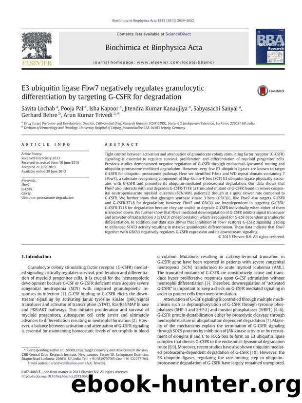 E3 ubiquitin ligase Fbw7 negatively regulates granulocytic differentiation by targeting G-CSFR for degradation by unknow