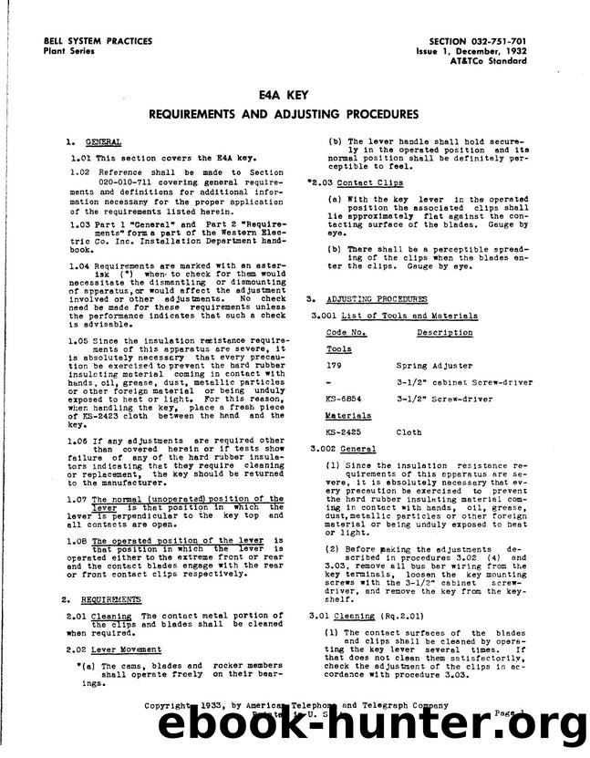 E4A Key Requirements and Adjusting Procedures by AT&&T
