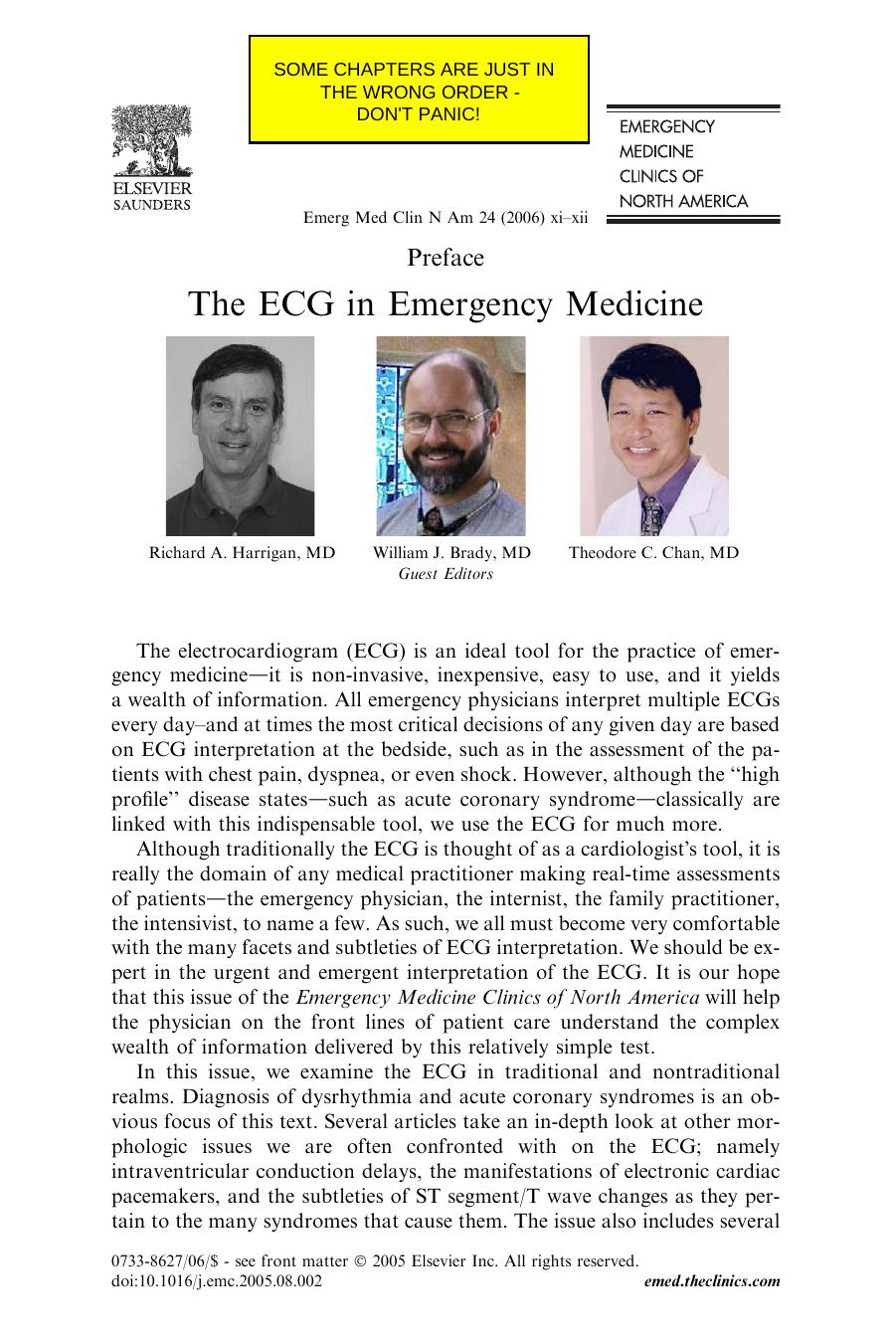ECG in Emergency Medicine: An Issue of Emergency Medicine Clinics by Richard A. Harrigan William J. Brady Theodore C. Chan