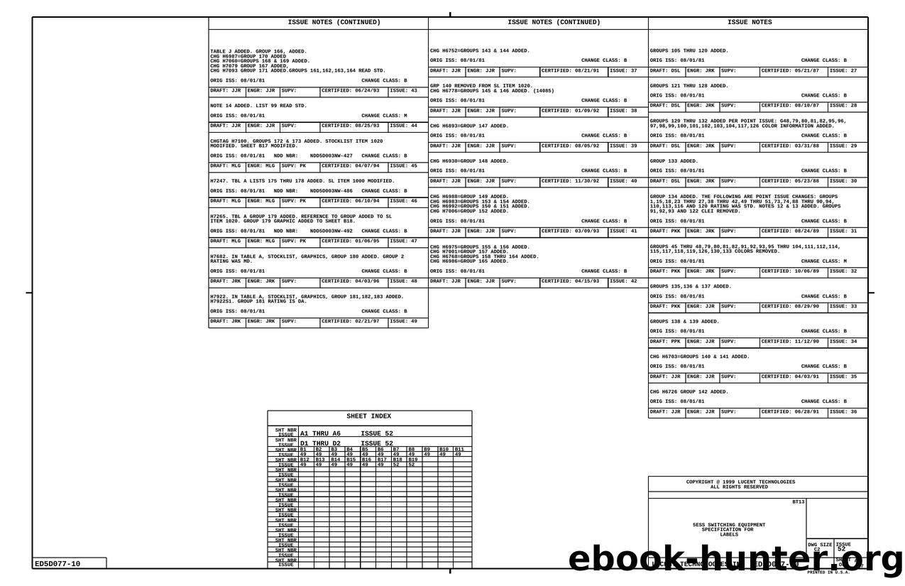 ED-5D077-10 5ESS SWITCHING EQUIPMENT SPECIFICATION FOR LABELS by Lucent Technologies