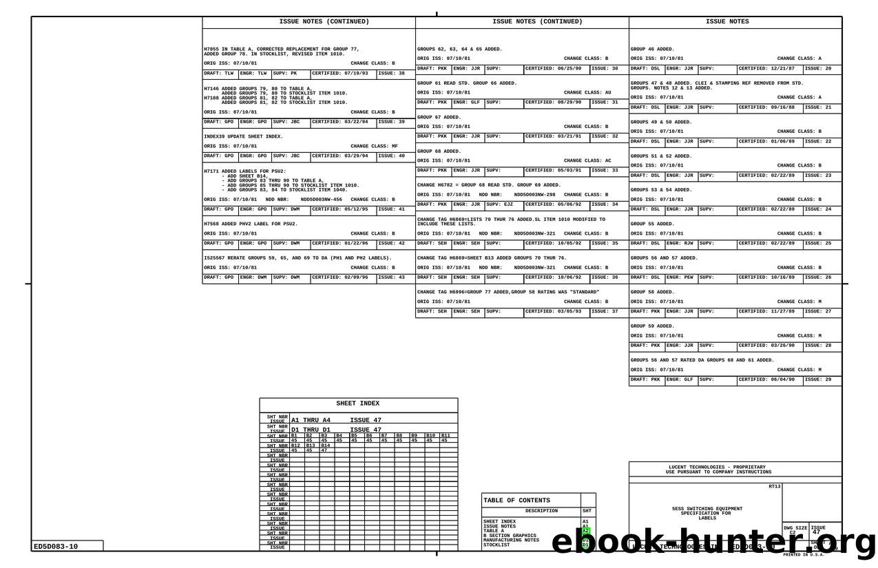 ED-5D083-10 5ESS SWITCHING EQUIPMENT SPECIFICATION FOR LABELS by Lucent Technologies