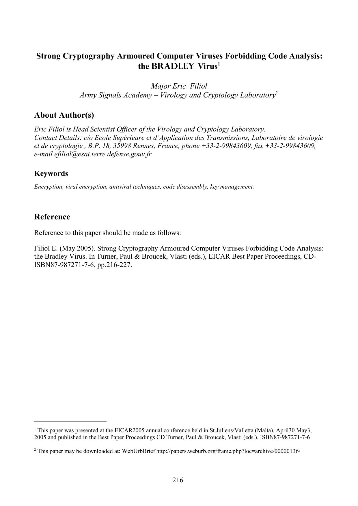 EICAR Conference Style Guide (Title Style) by Vlasti Broucek