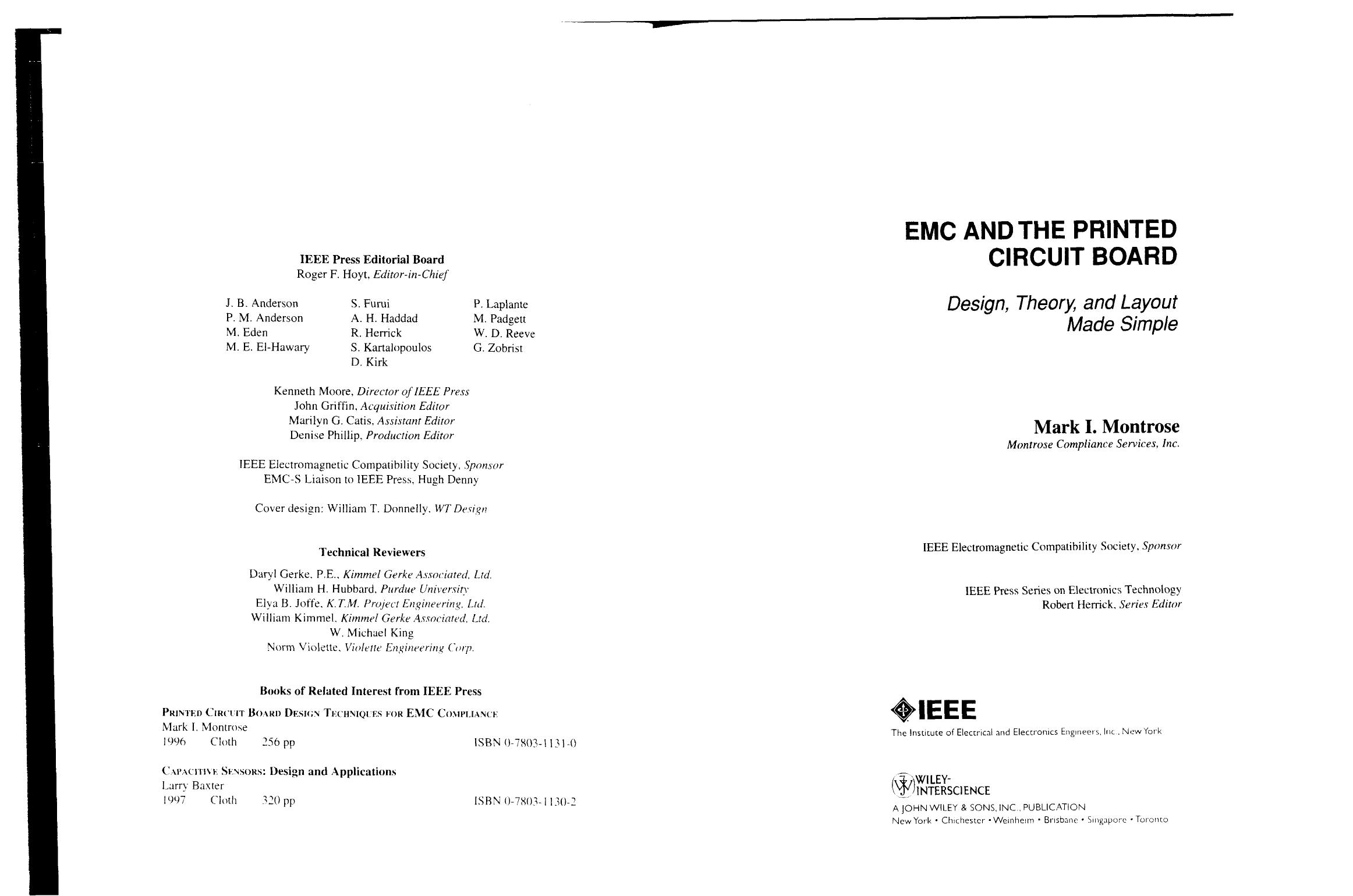 EMC and the printed circuit board: design, theory, and layout made simple (Repost) by Montrose Mark I