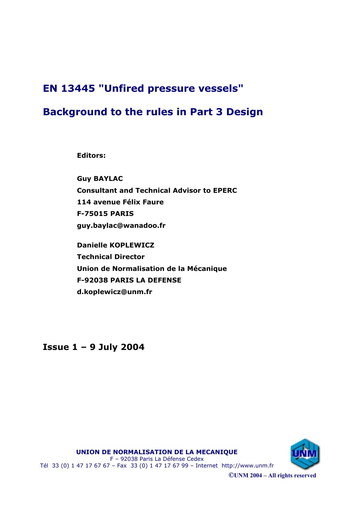 EN 13445 "Unfired pressure vessels by DK