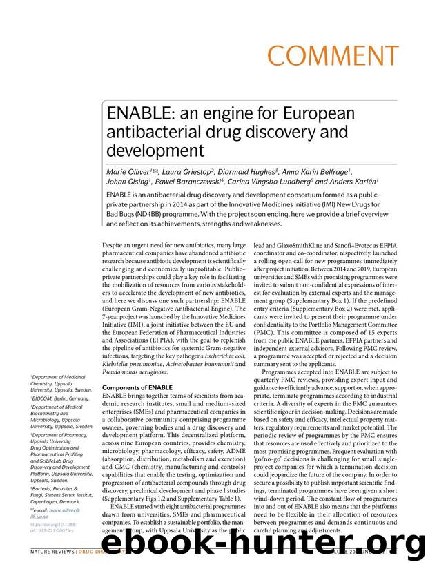 ENABLE: an engine for European antibacterial drug discovery and development by unknow