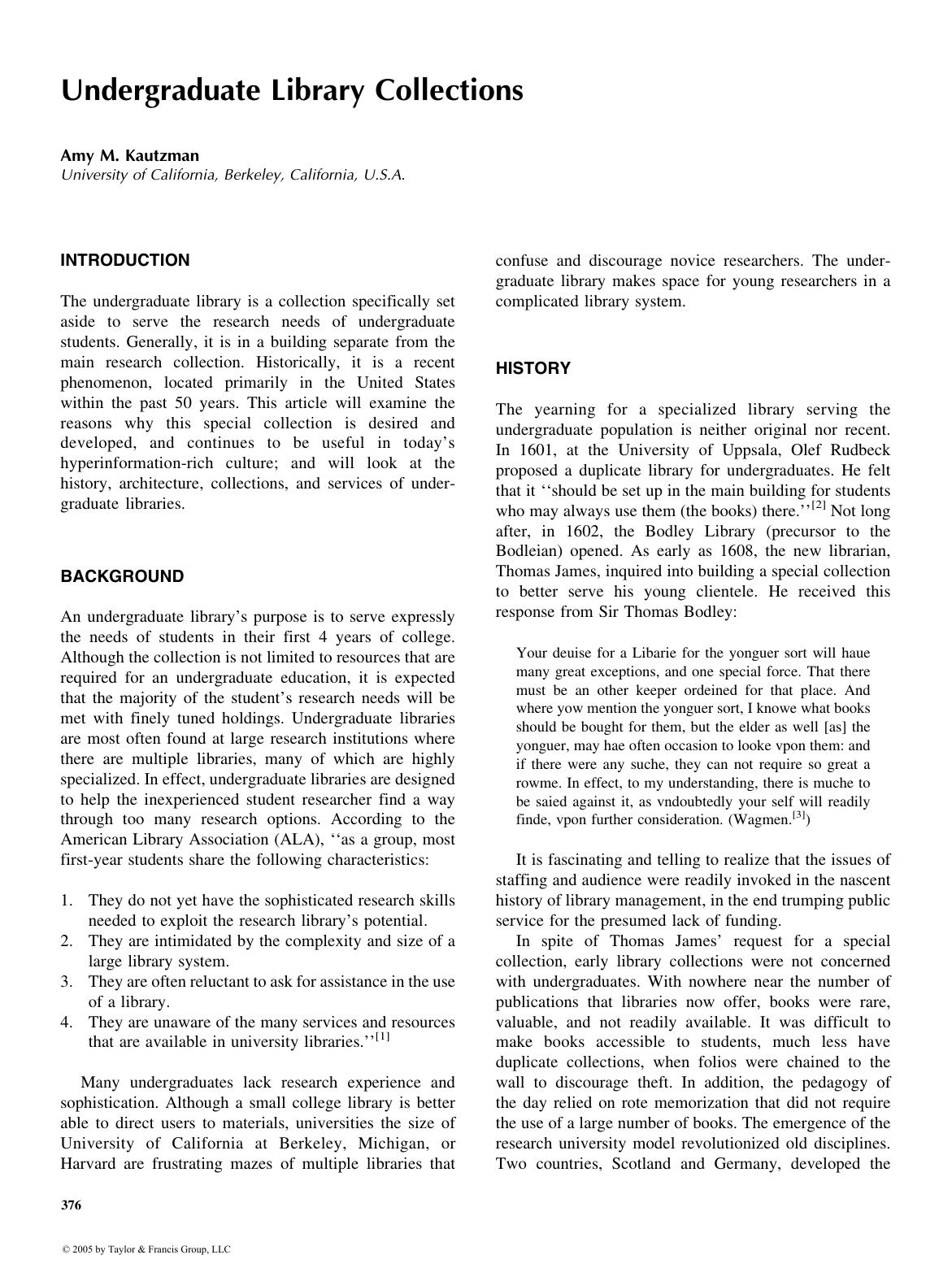 ENCYCLOPEDIA OF LIBRARY AND INFORMATION SCIENCE, SECOND EDITION by Amy M. Kautzman