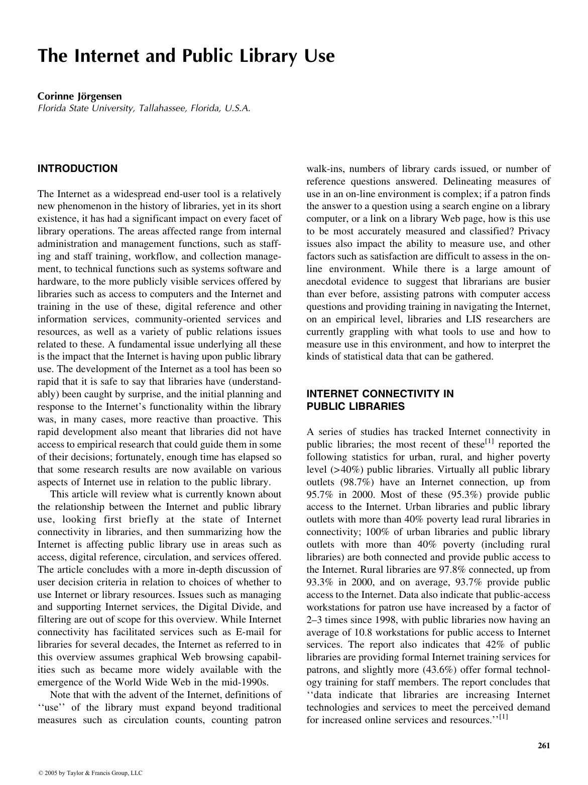ENCYCLOPEDIA OF LIBRARY AND INFORMATION SCIENCE, SECOND EDITION by Corinne Jorgensen